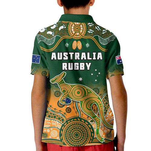australia-rugby-polo-shirt-kid-wallabies-kangaroo-green-aboriginal