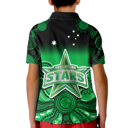 stars-cricket-polo-shirt-melbourne-team-green-gradient-aboriginal-art