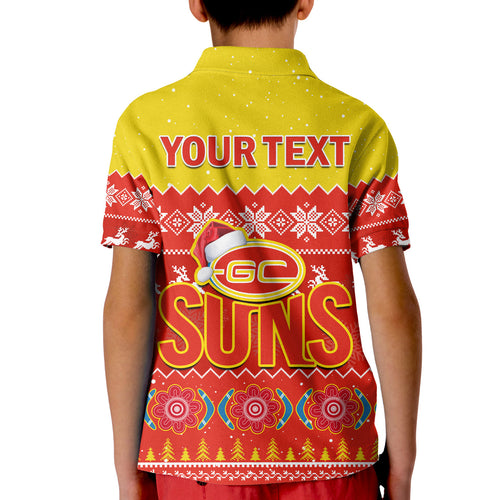 custom-personalised-gold-coast-football-polo-shirt-kid-suns-aboriginal-merry-christmas