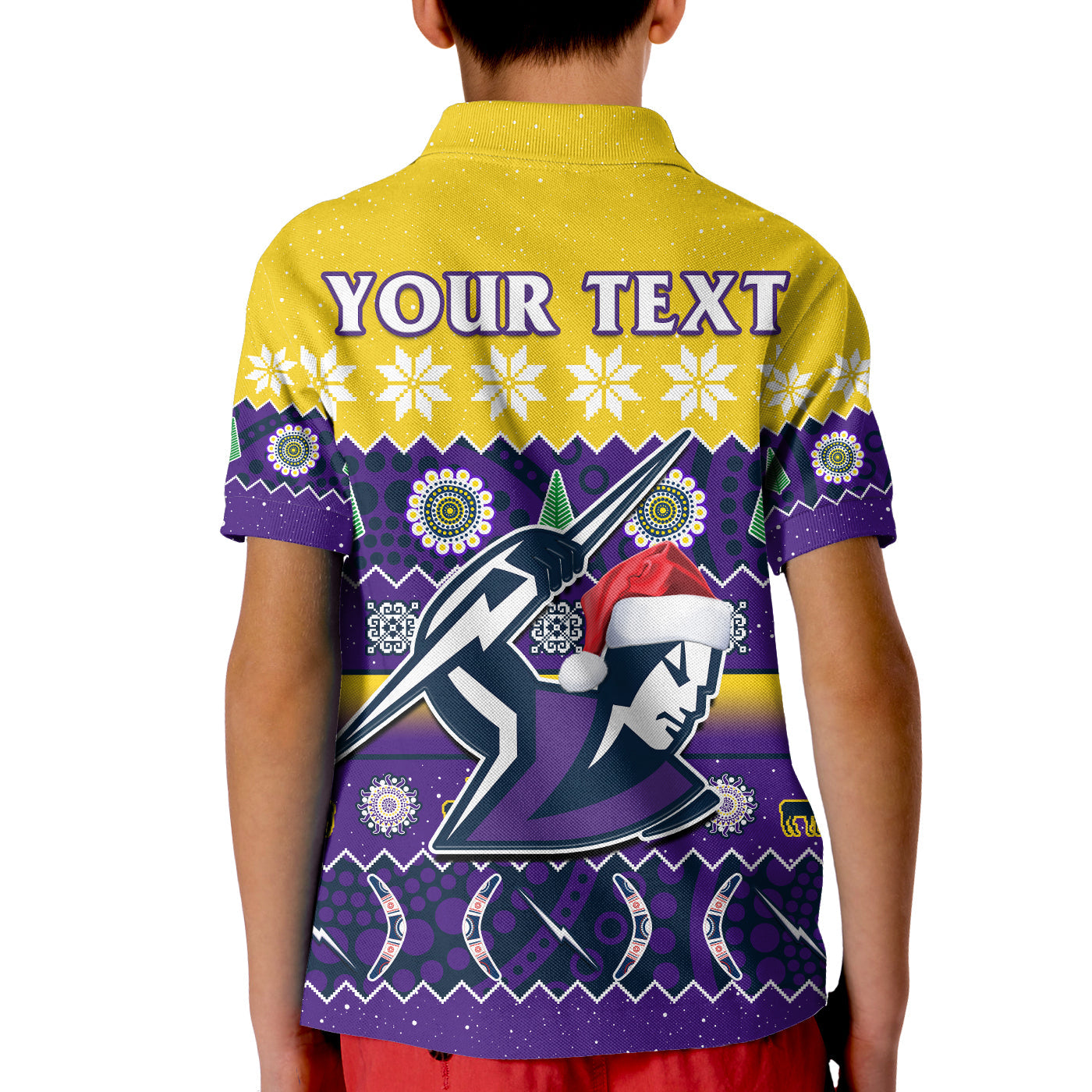 custom-personalised-melbourne-storm-christmas-polo-shirt-aboriginal-art-merry-xmas