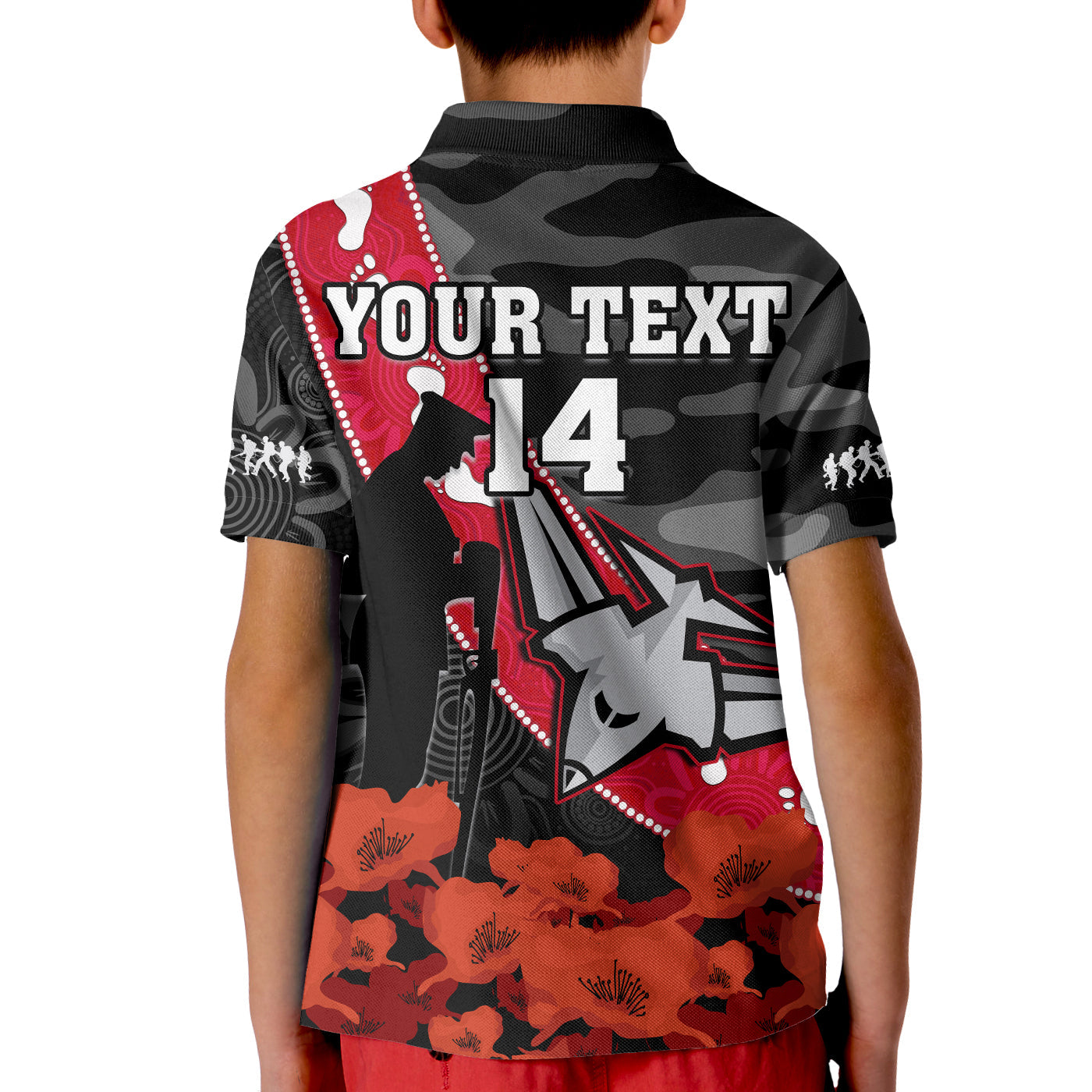 custom-text-and-number-essendon-football-anzac-2023-polo-shirt-kid-bombers-aboriginal-mix-poppy-camouflage