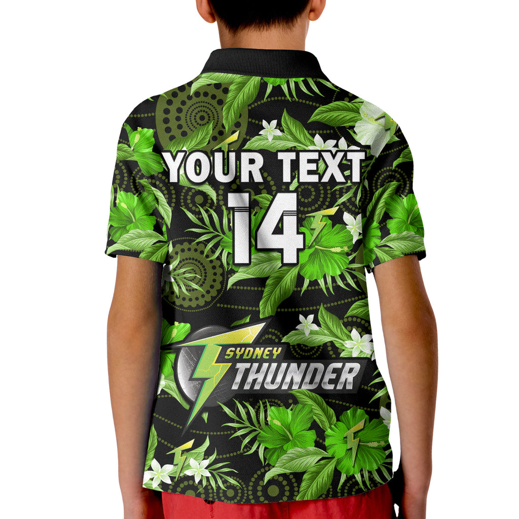custom-text-and-number-sydney-thunder-cricket-polo-shirt-kid-aboriginal-art-mix-tropical-flowers