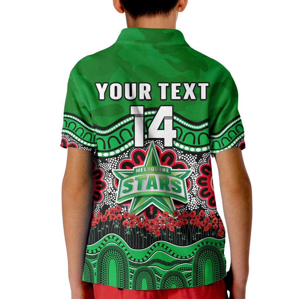 custom-text-and-number-stars-cricket-anzac-polo-shirt-kid-melbourne-poppy-aboriginal-camouflage