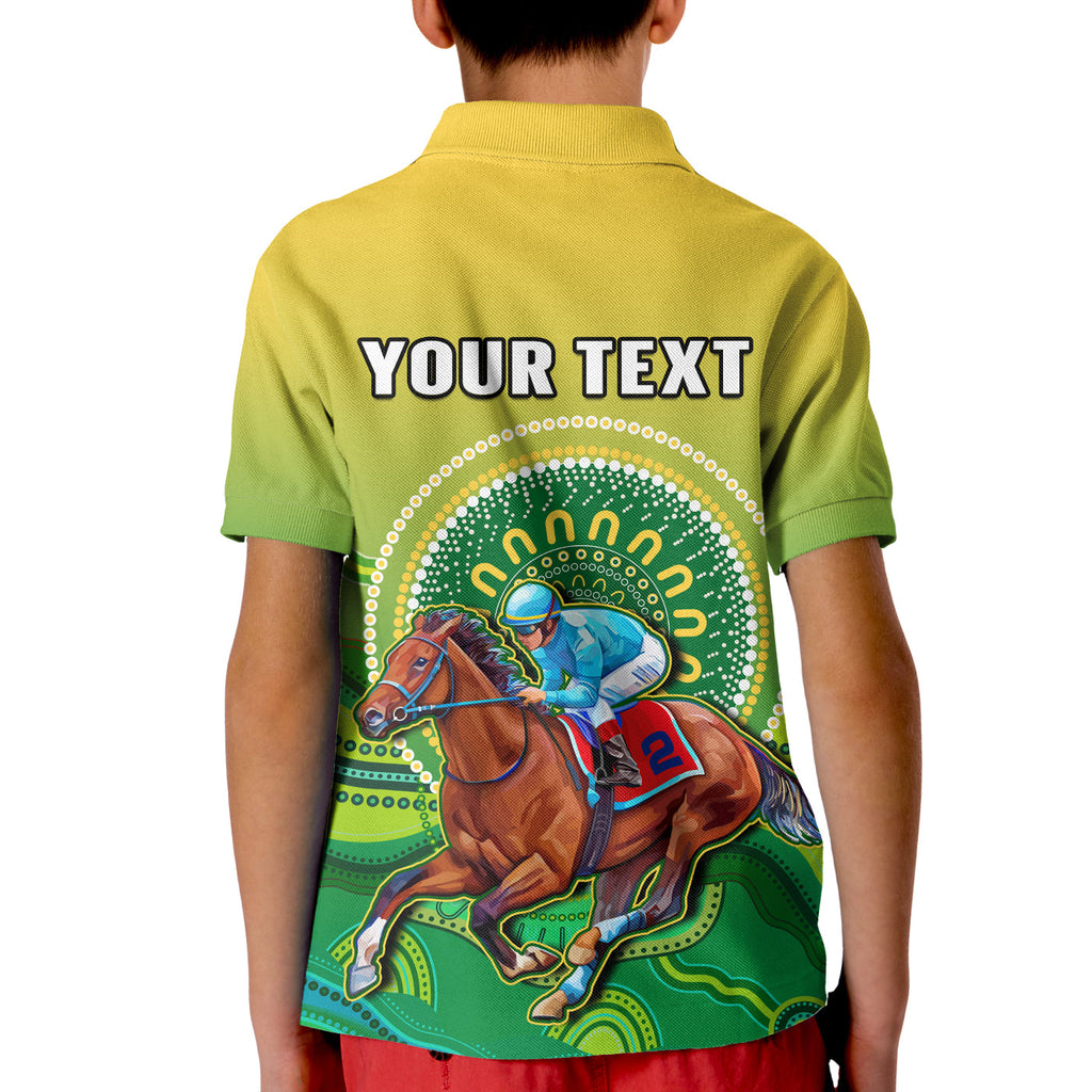 custom-personalised-australia-devonport-cup-2023-polo-shirt-kid-horse-racing-indigenous-art