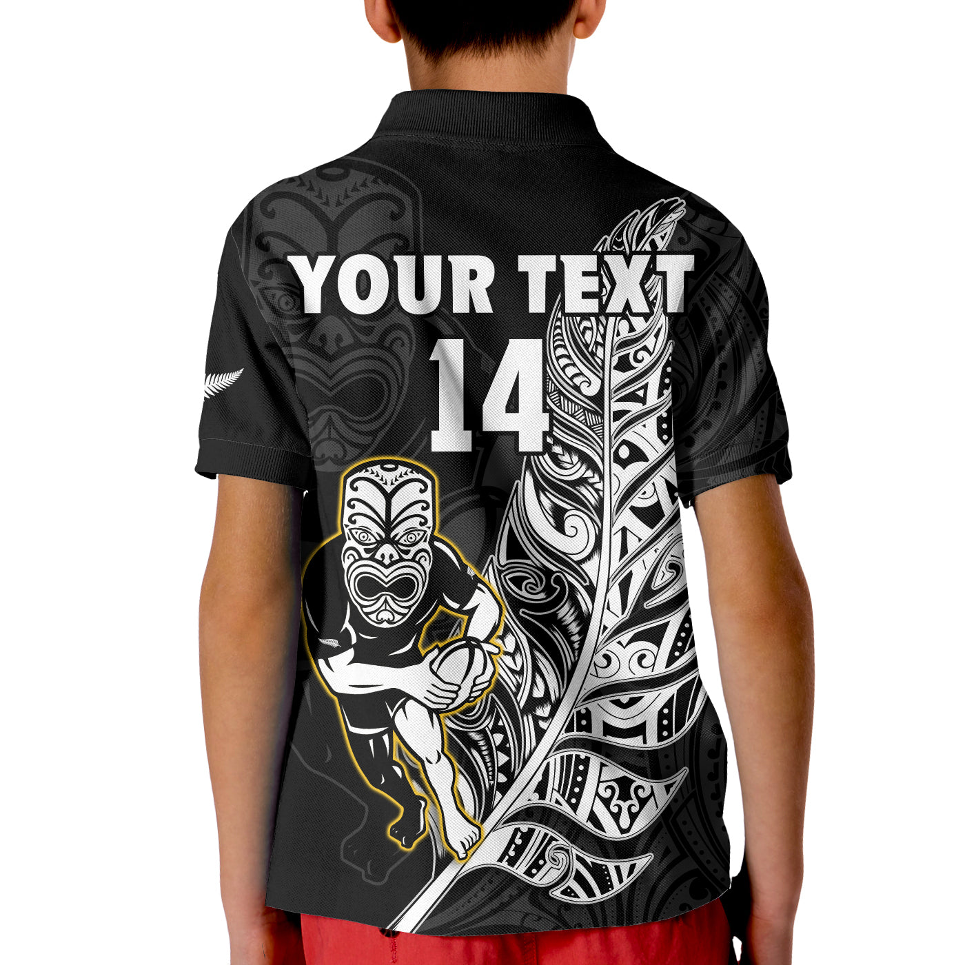 custom-text-and-number-new-zealand-silver-fern-rugby-polo-shirt-kid-all-black-maori-version-black