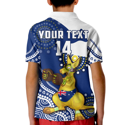 custom-text-and-number-australia-polo-shirt-kid-boxing-kangaroo-indigenous-flag-color-art