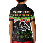 custom-personalised-penrith-panthers-christmas-polo-shirt-kid-the-riff-aboriginal-art-merry-xmas