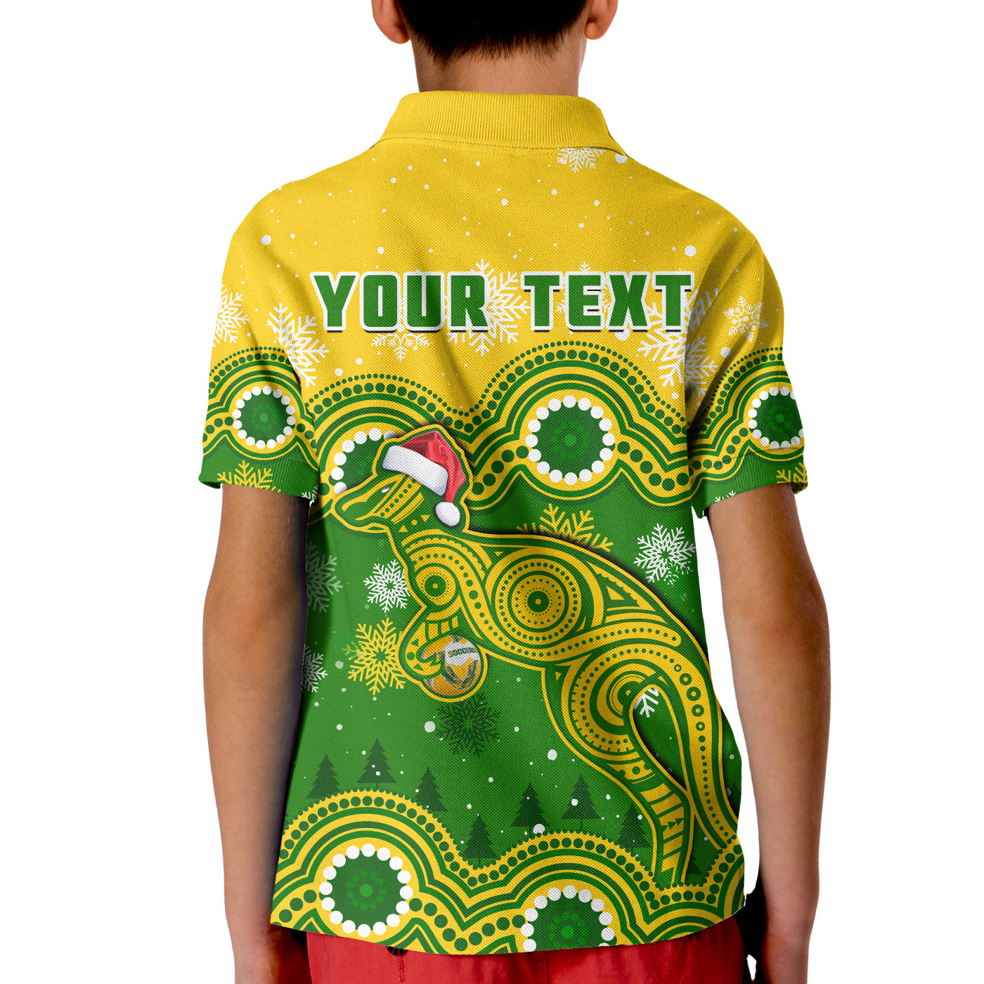 custom-personalised-australia-soccer-christmas-polo-shirt-kid-socceroos-indigenous-kangaroo