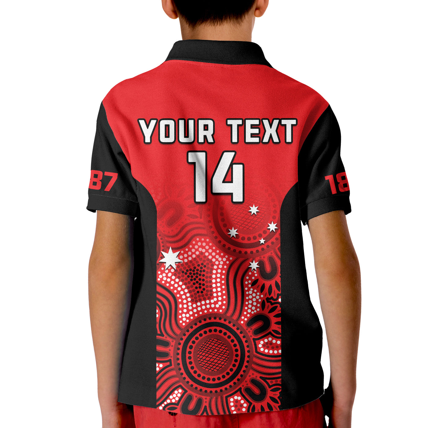 custom-text-and-number-south-australia-cricket-2023-polo-shirt-kid-west-end-redbacks-sheffield-shield-indigenous