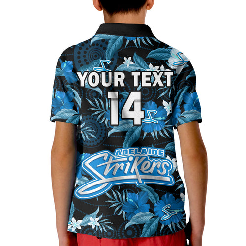 custom-text-and-number-adelaide-strikers-cricket-polo-shirt-kid-aboriginal-art-mix-tropical-flowers