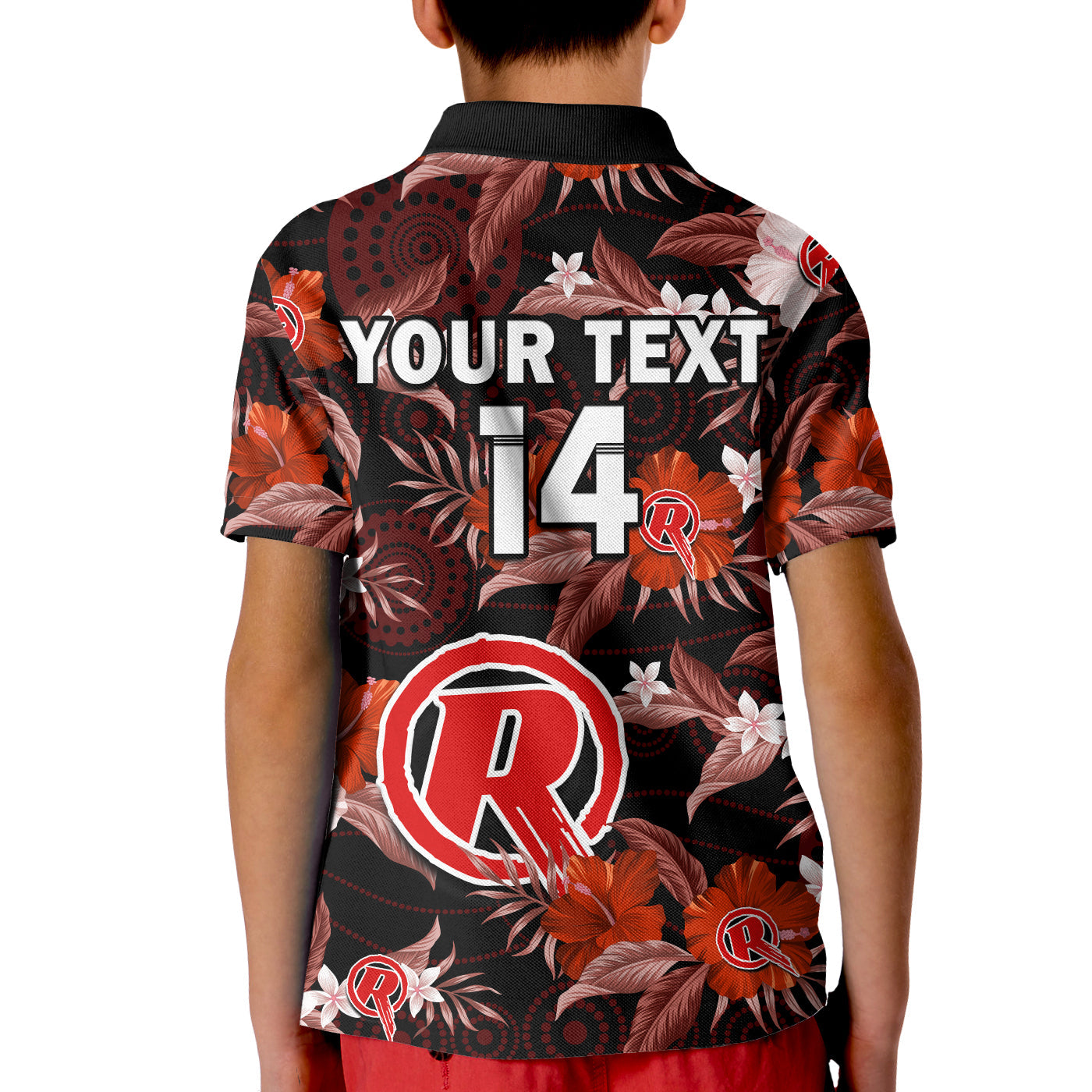 custom-text-and-number-melbourne-renegades-cricket-polo-shirt-aboriginal-art-mix-tropical-flowers