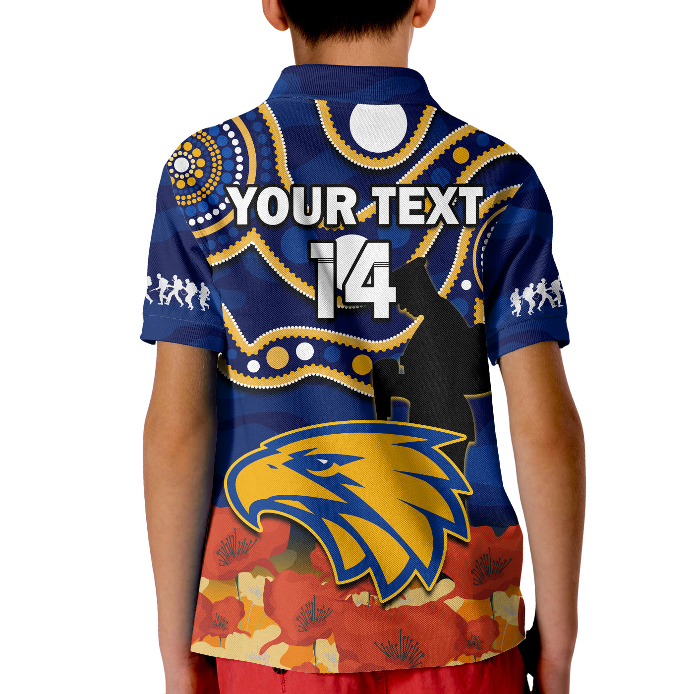 custom-text-and-number-eagles-football-anzac-2023-polo-shirt-kid-west-coast-indigenous-mix-poppy-camouflage
