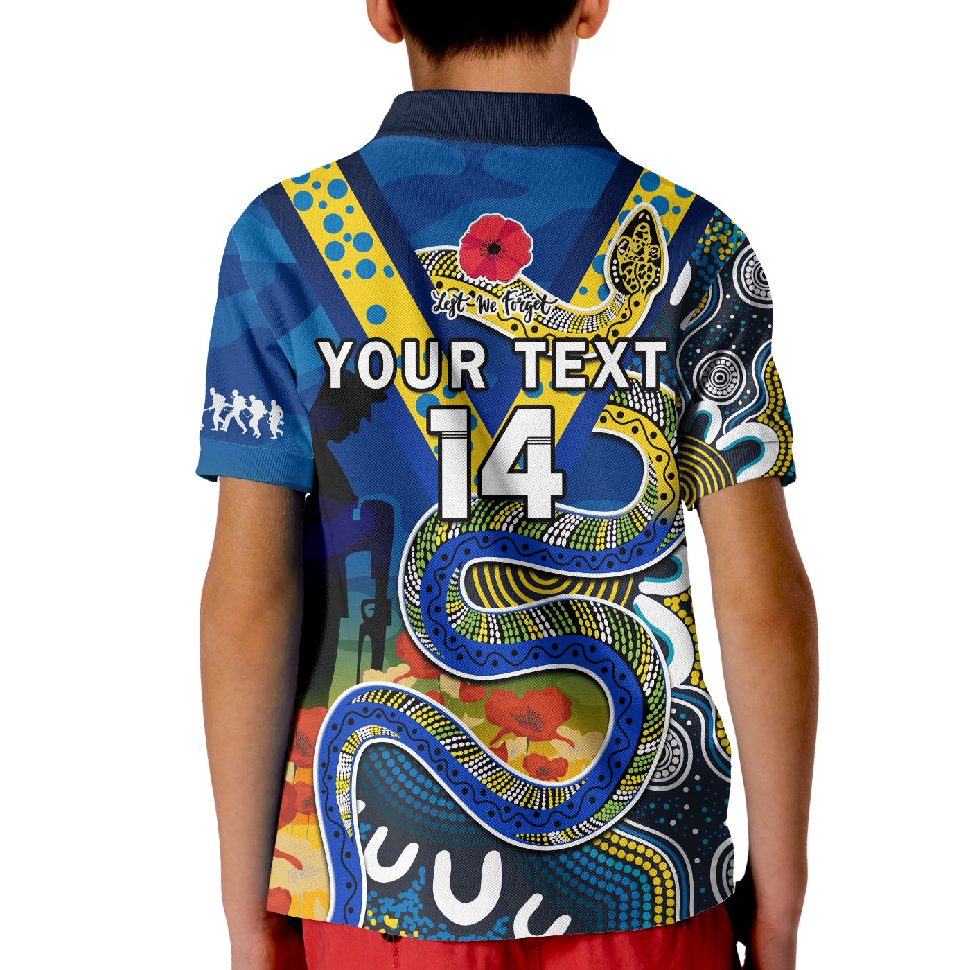 custom-text-and-number-eels-rugby-anzac-2023-polo-shirt-aboriginal-mix-poppy-lest-we-forget