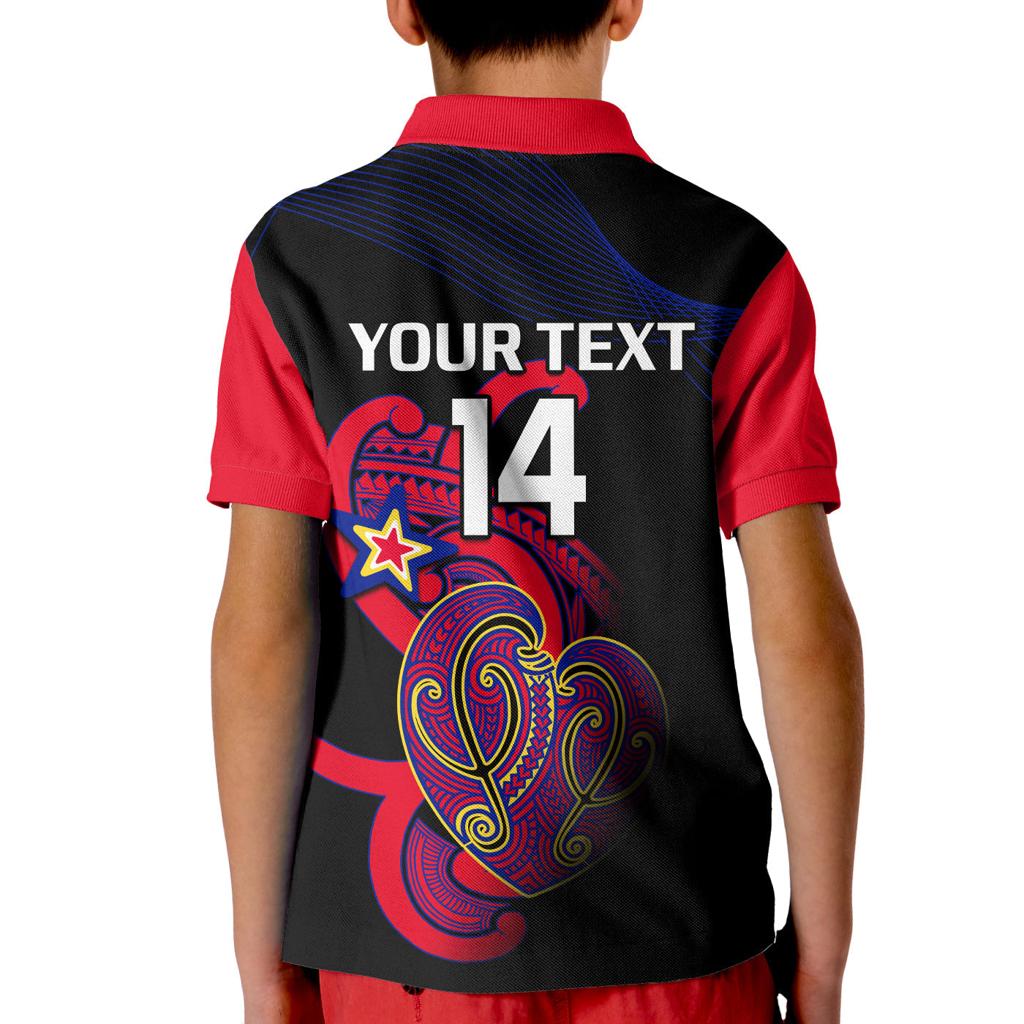 custom-text-and-number-aotearoa-netball-polo-shirt-kid-waikato-bay-of-plenty-magic-2023-anz-premiership