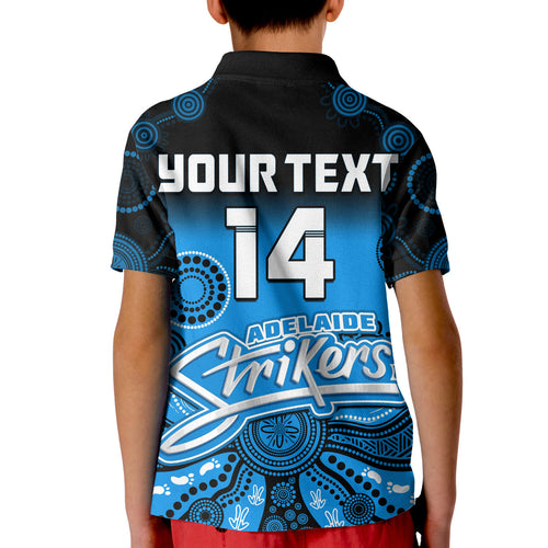 custom-text-and-number-adelaide-strikers-polo-shirt-kid-gradient-aboriginal-dot-painting