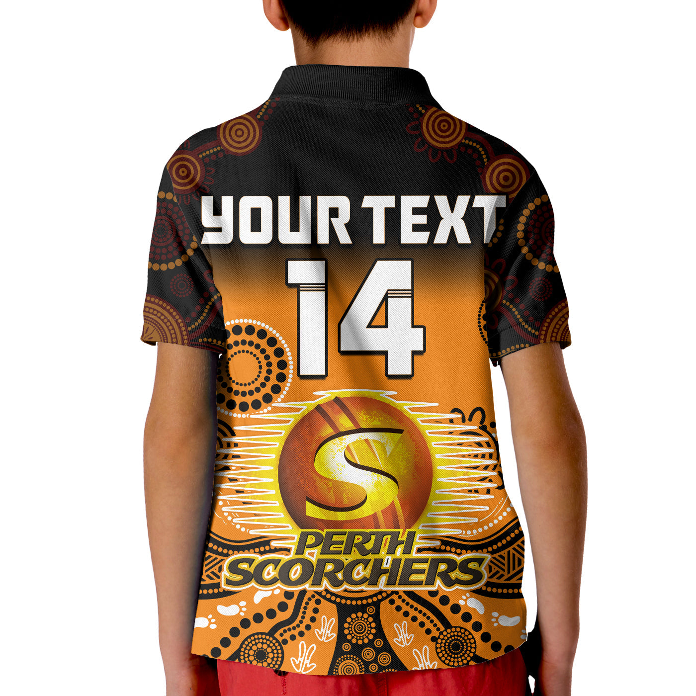 custom-text-and-number-perth-scorchers-polo-shirt-kid-gradient-aboriginal-dot-painting
