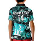 custom-text-and-number-brisbane-heat-cricket-polo-shirt-kid-aboriginal-art-mix-tropical-flowers