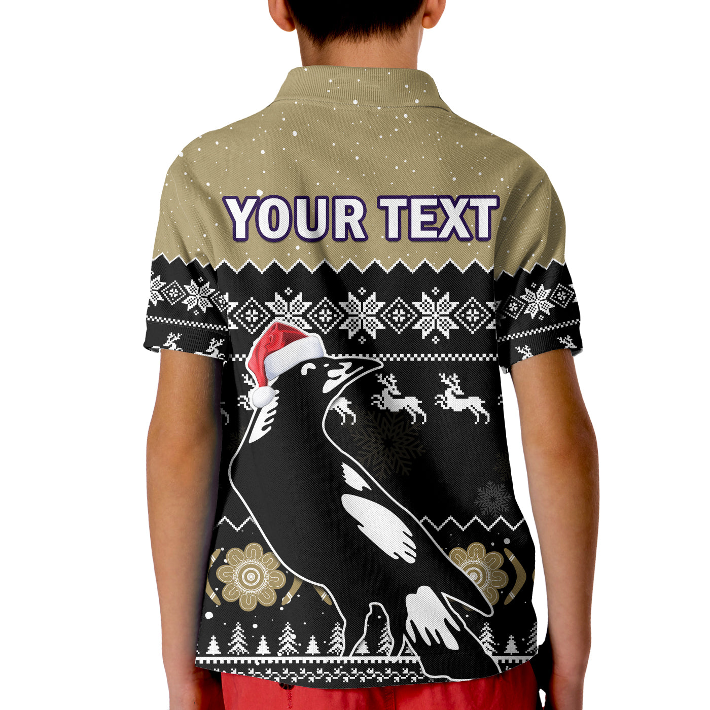 custom-personalised-collingwood-football-polo-shirt-kid-magpies-indigenous-merry-christmas