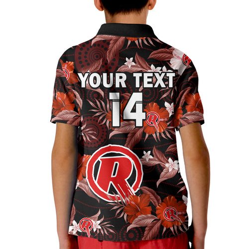 custom-text-and-number-melbourne-renegades-cricket-polo-shirt-kid-aboriginal-art-mix-tropical-flowers