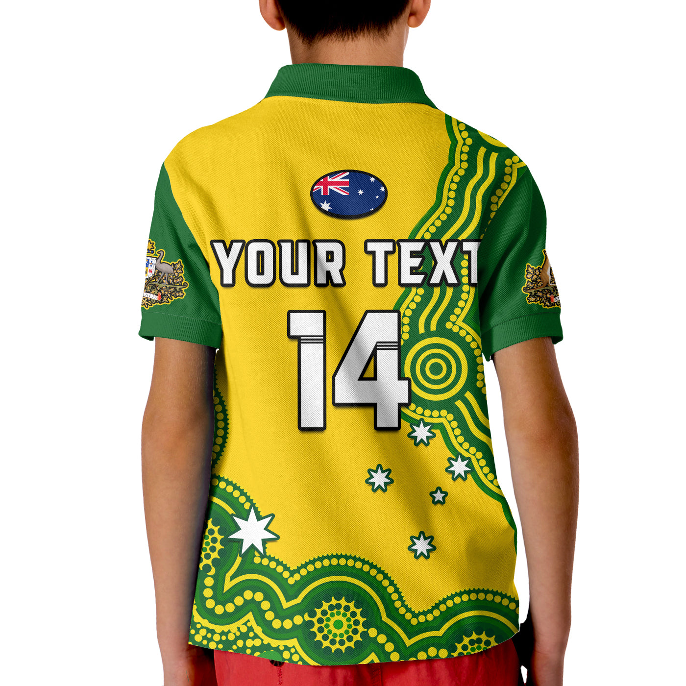 custom-text-and-number-australia-rugby-polo-shirt-kid-jillaroos-champions-indigenous-yellow-style