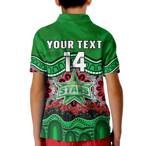 custom-text-and-number-stars-cricket-anzac-polo-shirt-melbourne-poppy-aboriginal-camouflage