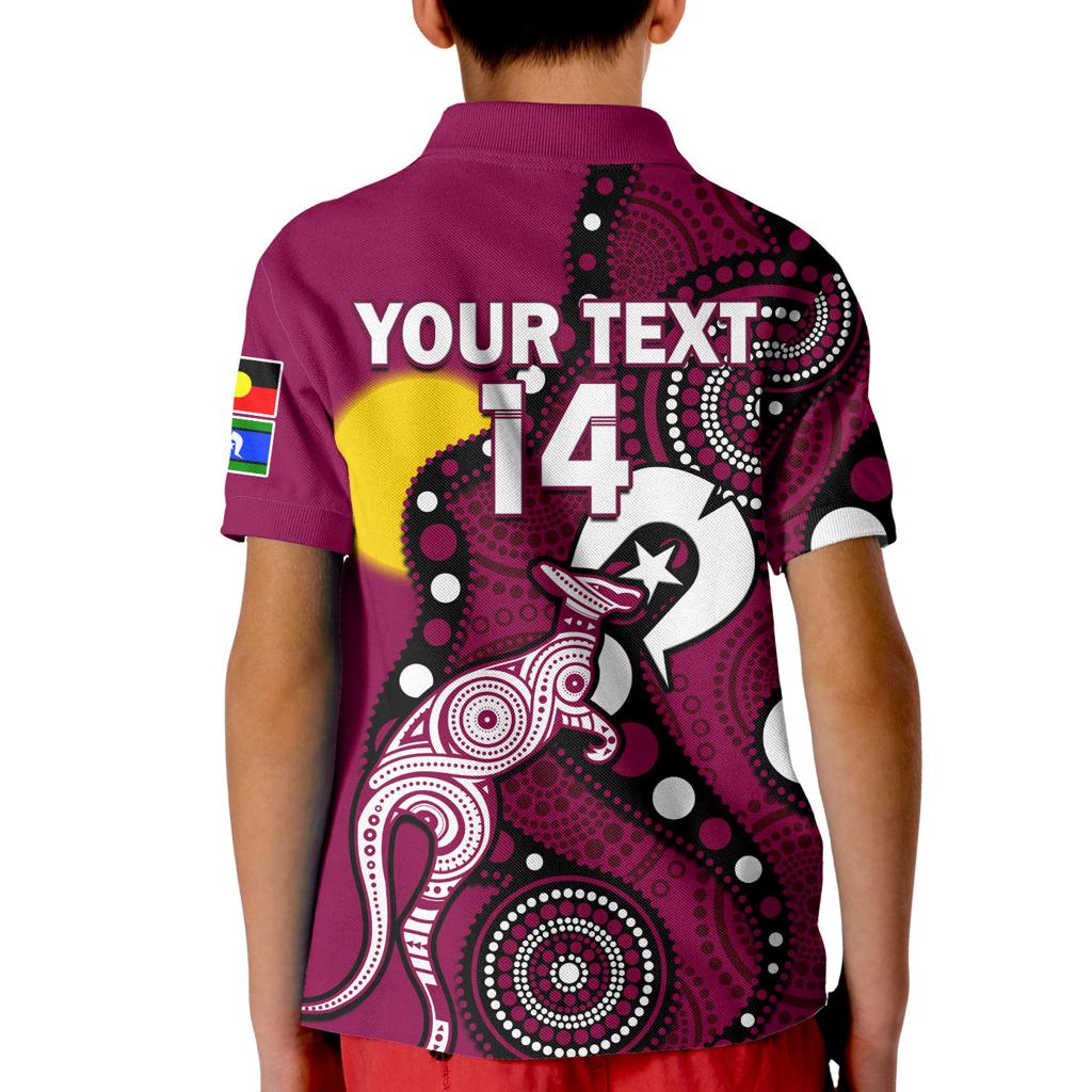 custom-text-and-number-maroons-rugby-naidoc-2023-polo-shirt-kid-qld-for-our-elders-indigenous-art