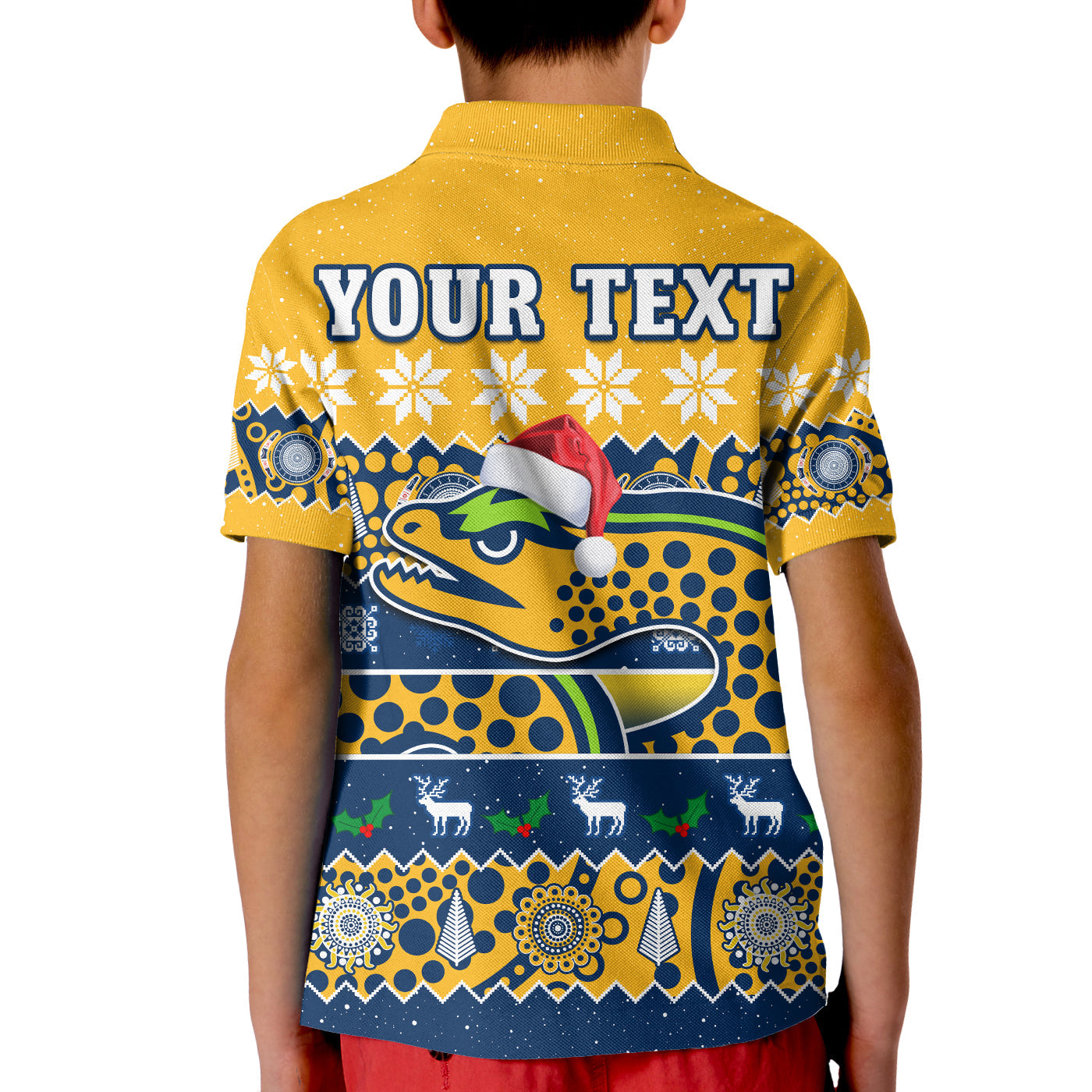 custom-personalised-parramatta-eels-christmas-polo-shirt-parra-aboriginal-art-merry-xmas