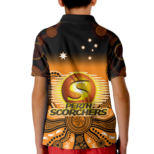 perth-scorchers-polo-shirt-kid-gradient-aboriginal-dot-painting