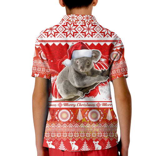 australia-polo-shirt-kid-koala-aboriginal-painting-merry-christmas