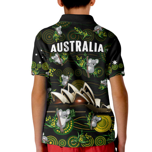 australia-polo-shirt-kid-aboriginal-golden-wattle-mix-koala-and-sydney-opera-house