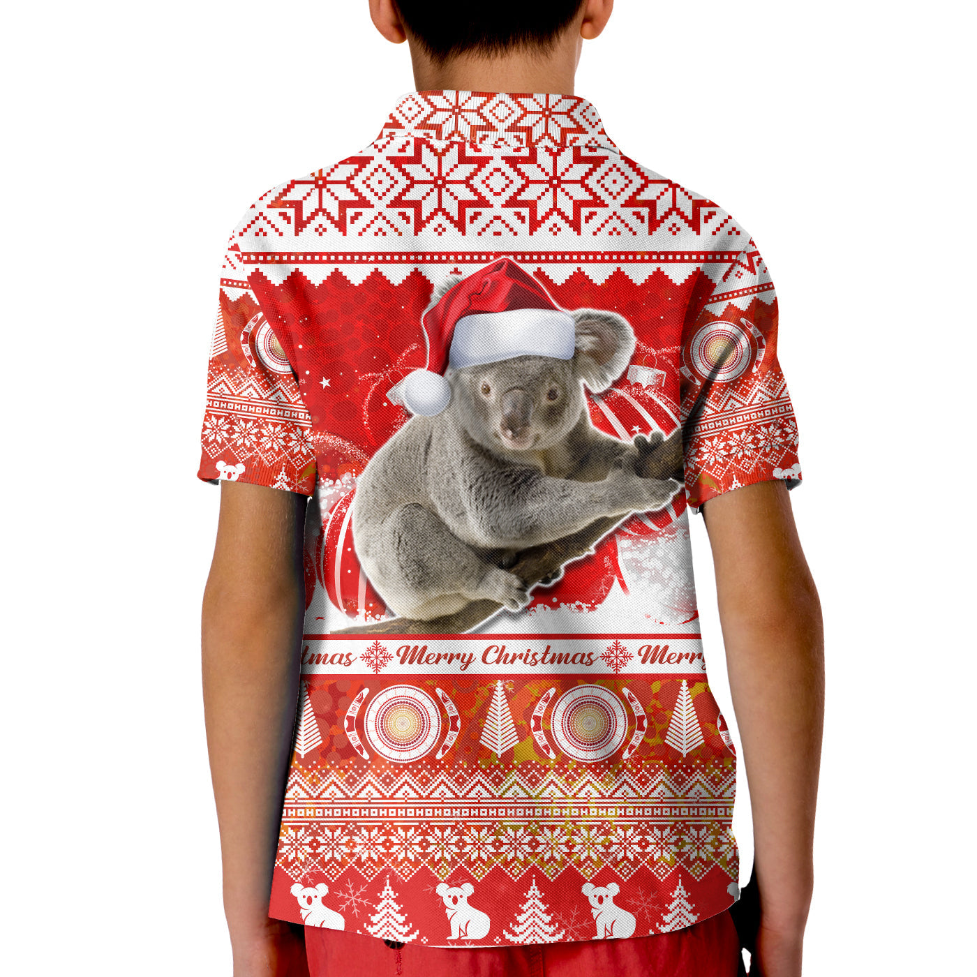 australia-polo-shirt-koala-aboriginal-painting-merry-christmas