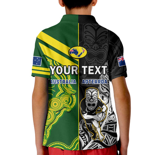 custom-personalised-australia-kangaroos-and-all-black-rugby-polo-shirt-kid-aboriginal-mix-nz-maori-fern