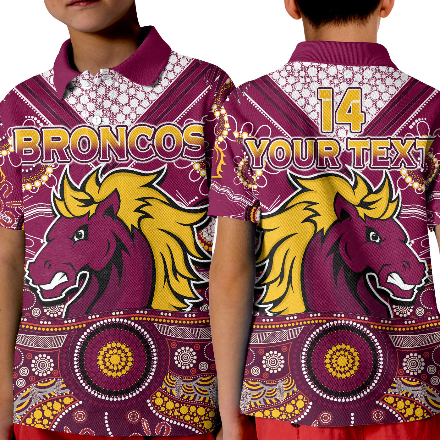 custom-text-and-number-broncos-rugby-polo-shirt-indigenous-pattern-artsy-ver02