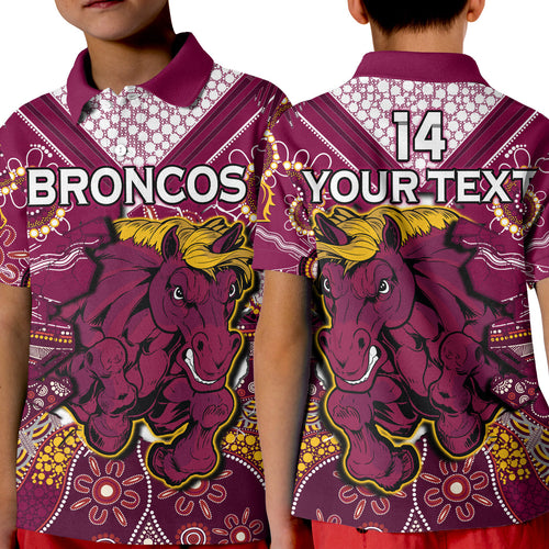 custom-text-and-number-broncos-rugby-polo-shirt-kid-indigenous-pattern-artsy-ver01
