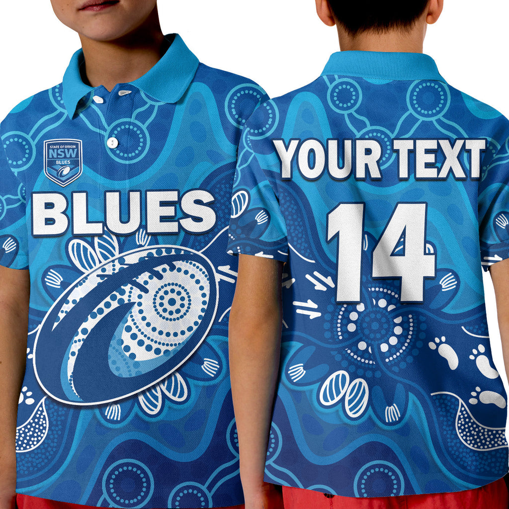 custom-text-and-number-nsw-blues-polo-shirt-kid-new-south-wales-aboriginal-art