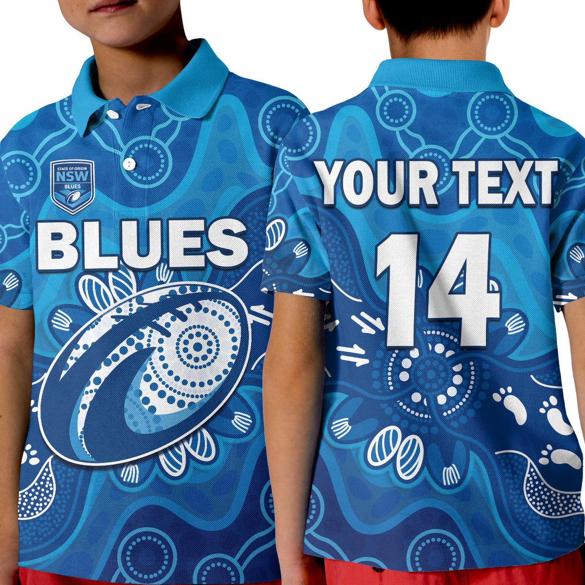 custom-text-and-number-nsw-blues-polo-shirt-kid-new-south-wales-aboriginal-art