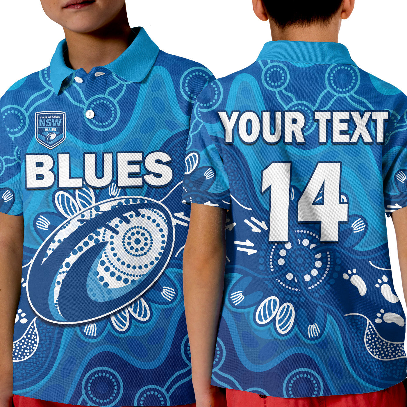 custom-text-and-number-nsw-blues-polo-shirt-kid-new-south-wales-aboriginal-art