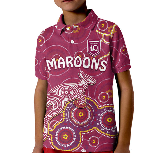 custom-text-and-number-maroons-rugby-polo-shirt-kangaroo-indigenous-pattern-unique-version