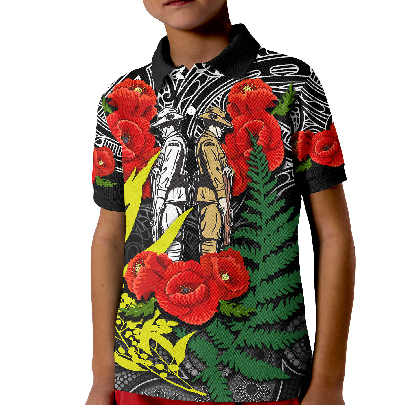 anzac-day-polo-shirt-maori-patterns-white-color
