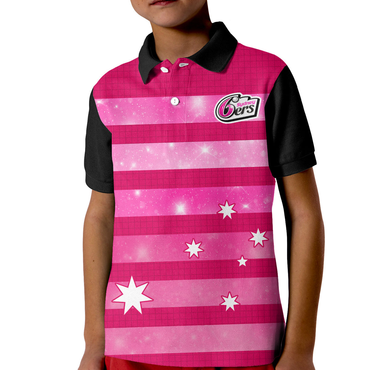 custom-text-and-number-sydney-sixers-cricket-polo-shirt-kid-galaxy-star-simple-ver02