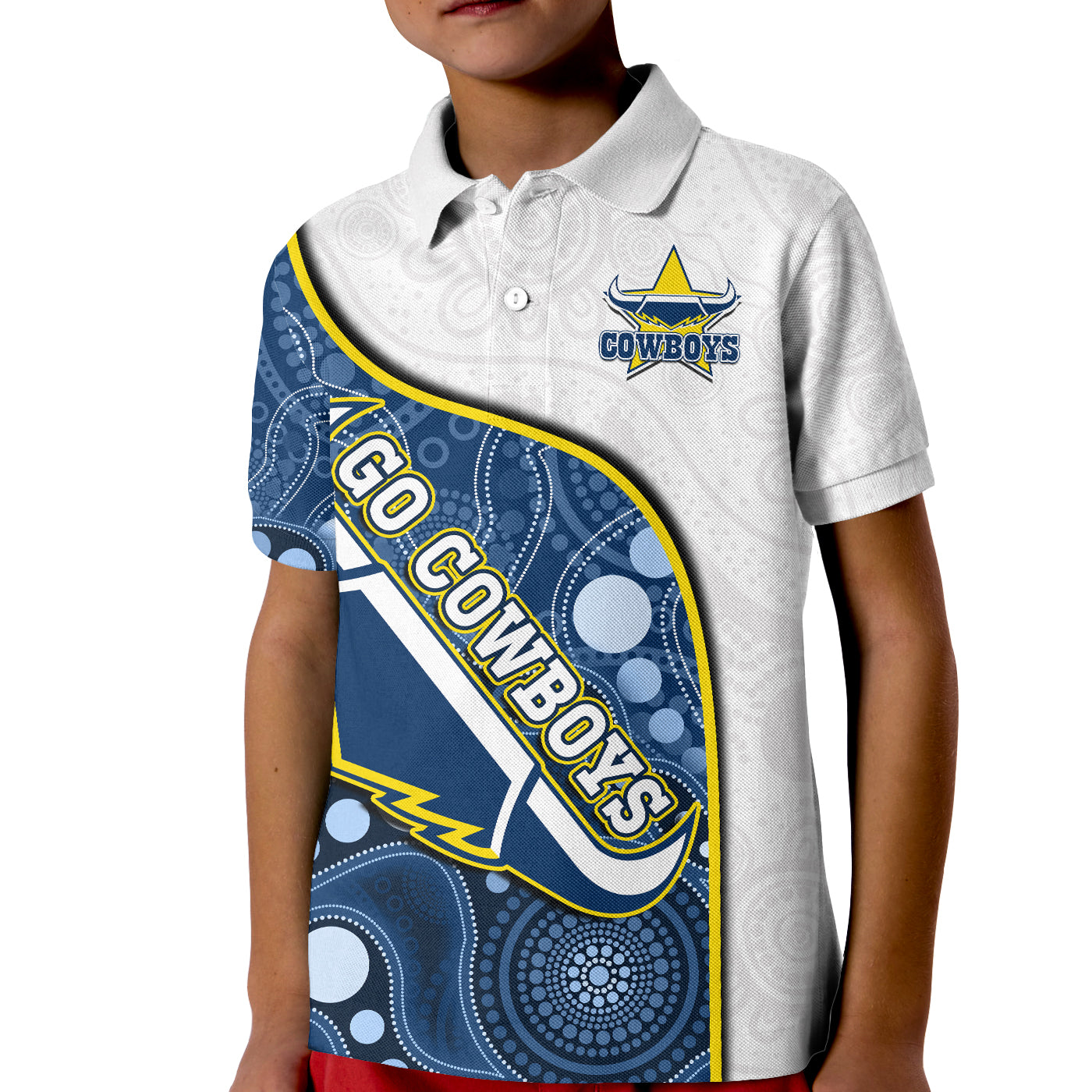 custom-text-and-number-cowboys-rugby-polo-shirt-kid-indigenous-pattern-2022-premiers-sporty-style