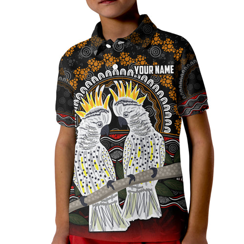 custom-personalised-australia-valentine-polo-shirt-kid-aboriginal-couple-cockatoos-my-love