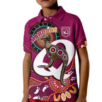 custom-text-and-number-maroons-rugby-polo-shirt-kid-queensland-kangaroo-aboriginal-dot-paintings