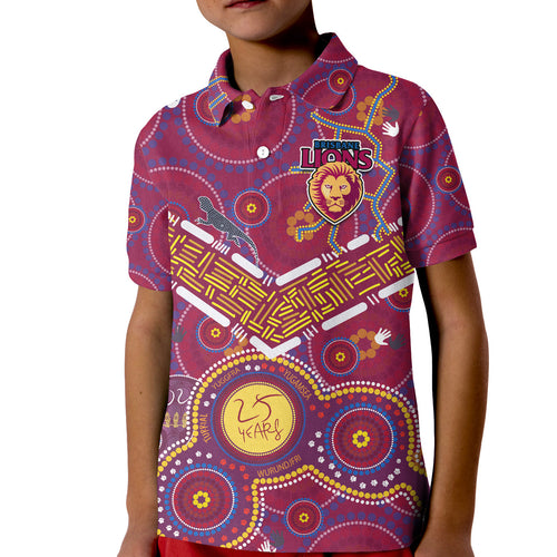 brisbane-football-polo-shirt-kid-indigenous-pattern-go-lions-unique-style