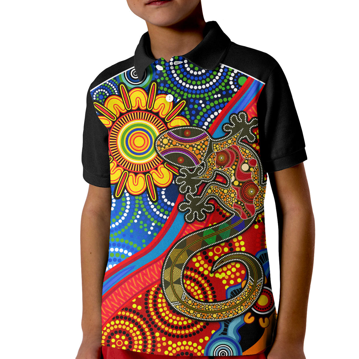 australia-lizard-and-sun-polo-shirt-kid-aboriginal-art-speical