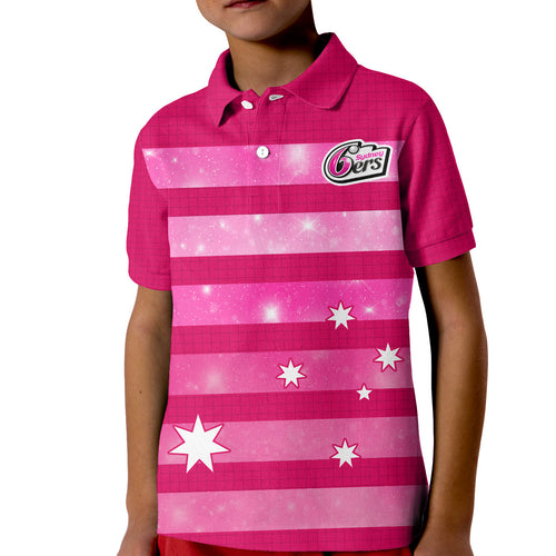 custom-text-and-number-sydney-sixers-cricket-polo-shirt-kid-galaxy-star-simple-ver01