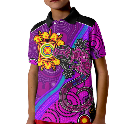 australia-lizard-and-sun-polo-shirt-aboriginal-art-purple