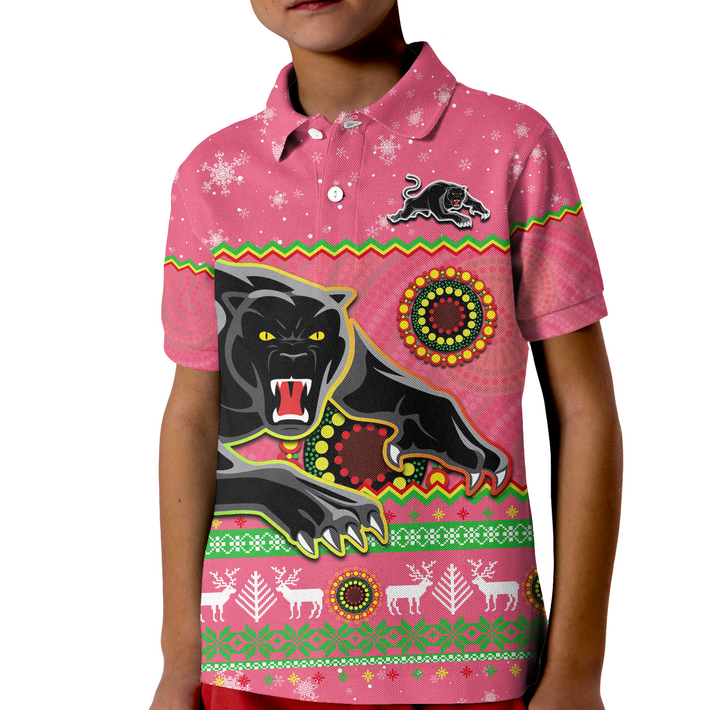 panthers-christmas-polo-shirt-aboriginal-pattern-penrith-pink-version