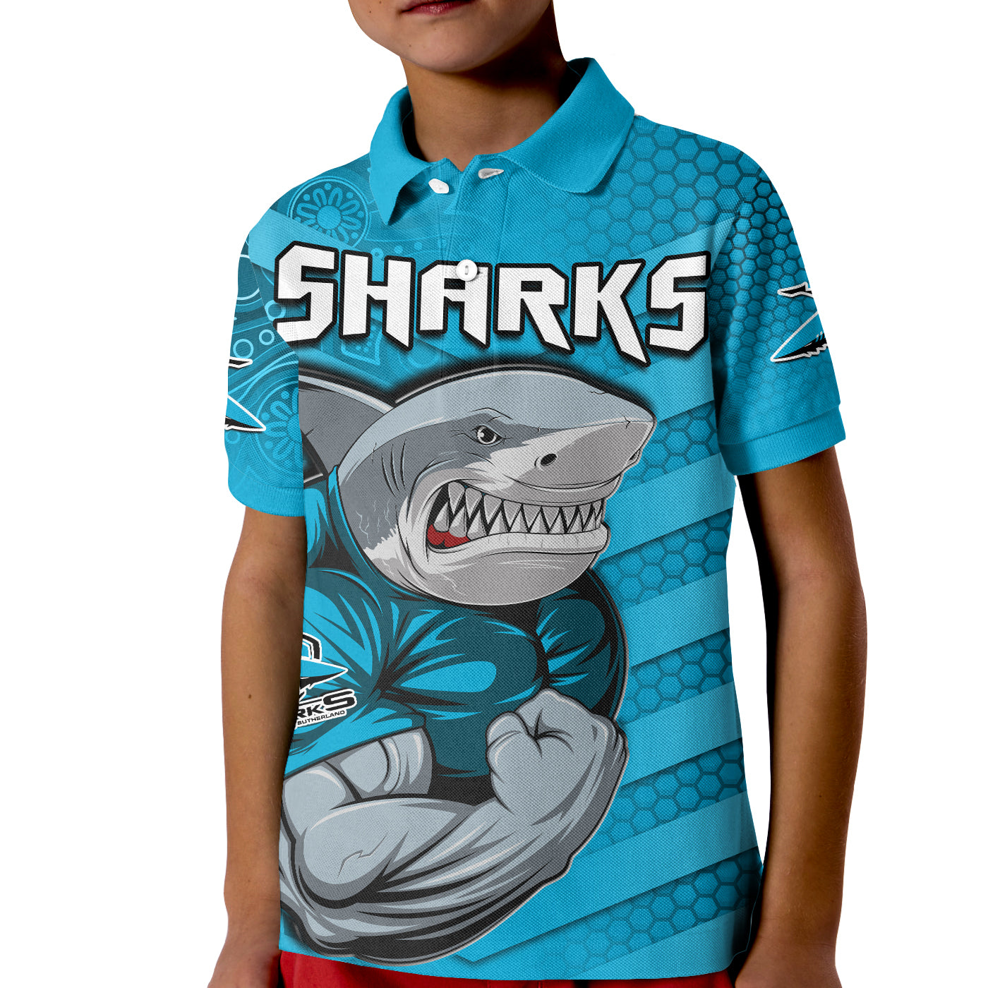 custom-text-and-number-sharks-rugby-polo-shirt-go-sharkies-aboriginal-sporty-version