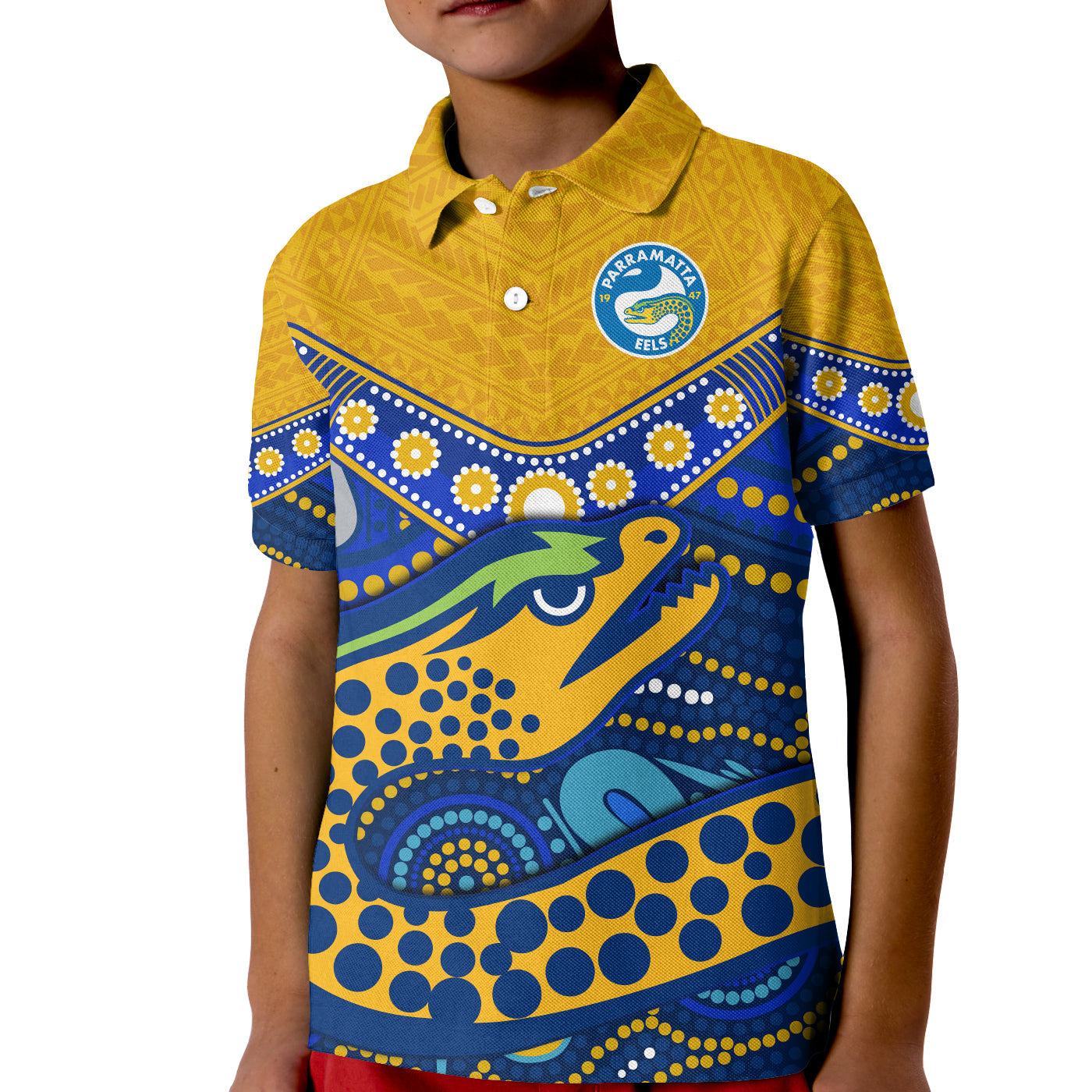 custom-text-and-number-eels-rugby-polo-shirt-kid-aboriginal-and-polynesia-parramatta